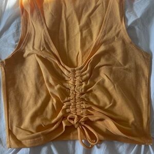 Women's Orange Ruched Tank Top